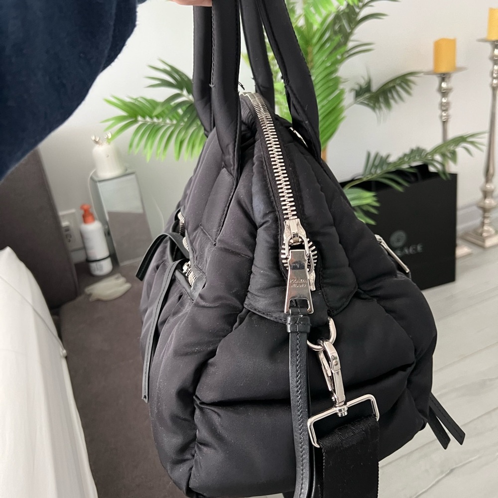 Prada Black Quilted Nylon Dome Satchel with Silver Hardware - Picture 2 of 8
